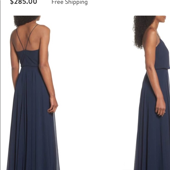 Jenny Yoo Innes Chiffon Navy Dress - Picture 2 of 7